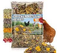 RAINFLOW Hierbas de anidación de pollo, mezcla de hierbas secas naturales de 10 onzas para la comodidad del gallinero, gallinas ponedoras de huevos y gallinas acogedoras, almohadillas para cajas de