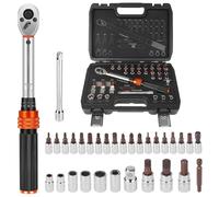 Rainllon Llave dinamometrica bicicleta 1/4" 5-25N Torque Wrench Chave Dinamométrica Moto 32 Piezas Con Extensión, Adaptador, Torx, Bits Para Reparación Y Mantenimiento De Bici