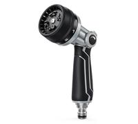 RAINPOINT Pistola Manguera Jardin en Metal, 10 Patrones De Riego,Control de Flujo con Pulgar, Pistola de Agua a Presión para Lavar Coches, Mascotas, Regar el Jardín, Negro