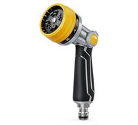 RAINPOINT Pistola Manguera Jardin en Metal, 10 Patrones De Riego,Control de Flujo con Pulgar, Pistola de Agua a Presión para Lavar Coches, Mascotas, Regar el Jardín, Amarillo