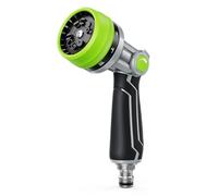 RAINPOINT Pistola Manguera Jardin en Metal, 10 Patrones De Riego,Control de Flujo con Pulgar, Pistola de Agua a Presión para Lavar Coches, Mascotas, Regar el Jardín, Verde