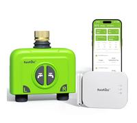 RAINPOINT Programador Riego WiFi 2 Salidas con Puerta Enlace de Antena RF 150m Smart Temporizador RiegoWiFi para Jardín, Retraso Retraso por Lluvia/Riego Manual, Entrada de Latón, 2x6 Horarios