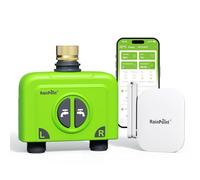 RAINPOINT Programador Riego WiFi 2 Salidas con Puerta Enlace de Antena RF 150m Temporizador Riego App/Voz Control, Retraso por Lluvia, Riego Automatico WiFi para Jardín, Entrada de Latón, 2x6 Horarios