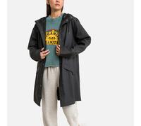 RAINS Cazadora impermeable con capucha unisex MI-LONG JACKET. Color Negro