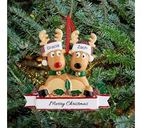 Rainsar Adornos Navideños Personalizados con Nombres, Navidad Decoración 2025 únicas y Memorables para 2-8 Miembros de la Familia, Colgante de Navidad Personalizados, Familia de 2