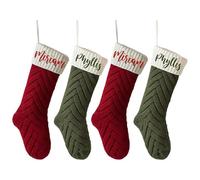 Rainsar Calcetines Navidad Chimenea Personalizados con Nombres, Bordados a Medida para Chimenea o Árbol, Decoración Medias Navideños Tejidos Grandes 45 cm, Packs Familiares (1-5)