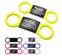 Rainsar Chapa Perro Grabada Personalizada, Chapas Identificación Silenciosa para Mascotas con Banda Elástica de Silicona, Placa Nombre Perros Identificativa Accesorios para Collar Perros y Gatos