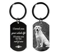 Rainsar Llavero Personalizados con Foto para Perros y Gatos, Regalos Personalizado Conmemorativos para Mascotas, Acero Inoxidable, Grabado Láser a Doble Cara