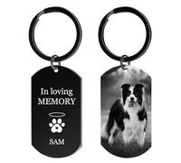 Rainsar Llavero Personalizados con Foto para Perros y Gatos - Regalos Personalizado Conmemorativos para Mascotas - Acero Inoxidable, Grabado Láser a Doble Cara