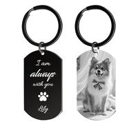Rainsar Llavero Personalizados con Foto para Perros y Gatos - Regalos Personalizado Conmemorativos para Mascotas - Acero Inoxidable, Grabado Láser a Doble Cara