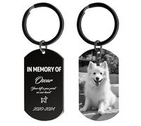 Rainsar Llavero Personalizados con Foto para Perros y Gatos - Regalos Personalizado Conmemorativos para Mascotas - Acero Inoxidable, Grabado Láser a Doble Cara