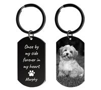 Rainsar Llavero Personalizados con Foto para Perros y Gatos - Regalos Personalizado Conmemorativos para Mascotas, Recuerdos Gato Fallecidas - Acero Inoxidable, Grabado Láser a Doble Cara