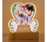 Rainsar Personalizado Lámpara de Noche con Foto, Luces de Amor Personalizadas Eternas - con Nombres y Fecha Especiales San Valentín, Aniversarios, Cumpleaños