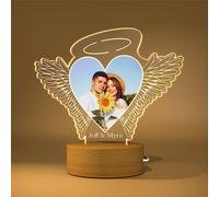 Rainsar Personalizado LED Luz Nocturna con Foto, Regalo Original con Wing-Shaped Lámpara Personalizada-22×20CM, Lámpara de Noche Personalizada para Unico y Duradero