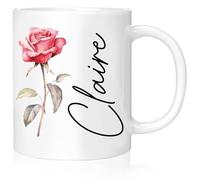Rainsar Taza Personalizada para Mamá con Flor a Doble Cara, Taza de Cerámica Personalizada con Nombre y Flor para Regalo Día de la Madre, Capacidad 300ml