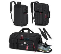 RAINSMORE Bolsa de deporte para hombres 45l deporte viaje bolsa de lona con zapato y portátil compartimiento Carryon Weekender Bag Overnight Mochila, Negro 1, 21x11.8x11.42 inches, Clásico