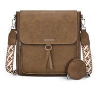 RAINSMORE Bolso Bandolera Mujer Cuero PU Bolso Mujer Bandolera con Correa Ancha Ajustable y Desmontable Bolso Cruzado