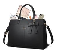 RAINSMORE Bolso Universidad Mujer Grande Impermeable Bolso portatil Mujer 15,6 Pulgadas PU Cuero Trabajo Shopper Tote Bag para Oficina Negro