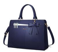 RAINSMORE Bolso Universidad Mujer Grande Impermeable Bolso portatil Mujer 15,6 Pulgadas PU Cuero Trabajo Shopper Tote Bag para Oficina Azul