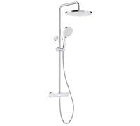 Rainsworth - Columna de ducha termostática, cabezal de ducha de 30 cm, cabezal de ducha de 5 chorros, ducha de lluvia ajustable en altura, ducha con alta presión, ducha con mezclador cromado