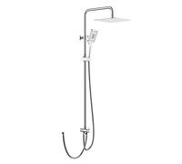 Rainsworth Columna Ducha sin Grifo, Ducha de lluvia cuadrada de acero inoxidable 25 * 25 cm, Alcachofa de Ducha, Conjunto de Ducha con Divertidor, Cromo