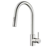 Rainsworth Grifo de cocina con alcachofa extensible - Grifo de cocina de alta presión con dos tipos de chorro de agua, grifo de fregadero de 360 °, grifo mezclador de cocina de acero inoxidable, fácil