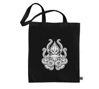 rainUP Bolsa Tote Bag Negra con motivos marinos - Elegancia y Sostenibilidad en Algodón Orgánico 100% Fairtrade. (Kraken)