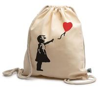 rainUP Mochila Banksy Niña con Globo, Algodón 100% Ecológico Fairtrade, Resistente y Cómoda, Ideal para Compras, Viaje, Gimnasio, Padel, Trekking