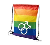 rainUP Mochila Orgullo Gay Bolsa Bandera LGTBI. Poliéster, Reutilizable y Resistente, Ideal para Gym Compras, Playa, Bolso uso diario Mochila viaje cabina avión LGBT.Doble símbolo marte