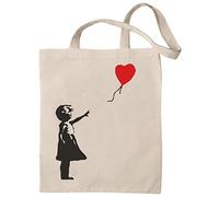 rainUP Tote Bag Banksy - Bolsa Algodón Reutilizable - Bandolera (Girl With Red Balloon)