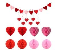 Rainway 15 unidades de decoración para San Valentín, propuesta de matrimonio, corazón y papel redondo, bola de panal de 15 cm, decoración de corazón rojo y rosa para San Valentín, día de la madre