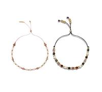 Rainway 2 pulseras de piedras curativas para mujer, pulsera de perlas de piedra natural, brazalete de cristal para aliviar el estrés, pulsera de perlas ajustable, amuleto reiki, joyas espirituales