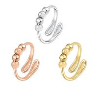 Rainway 3 anillos Anxiety, oro rosa y plata, colores a la moda, elegante, antiestrés, para mujeres de todas las edades, anillo inquieto para relajarse con el estrés, diario o boda