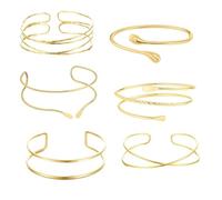 Rainway 6 Piezas Brazalete De Brazo Superior, Minimalista Brazo Abierto Superior Brazalete, Pulsera Ajustable De Oro, Pulsera De Bobina, Armadura Golpeada De Brazo Para Mujeres Y Niñas