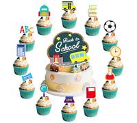 Rainway Adornos para tartas para el inicio del curso escolar, 25 unidades de adornos para tartas de inicio de curso, decoración para el primer día de colegio. Pasteles para la fiesta de inicio de curs
