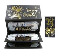 Rainway Cumpleaños para regalos en efectivo con sobre, Überraschungsgeld Schwarz-Gold Efectivo sobres Regalo Cumpleaños, mit 6 Fächern ein Kreatives Überraschungsgeschenk für Jedermann