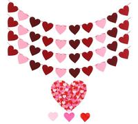 Rainway Juego de 5 piezas para decoración de fiesta con confeti de corazón y guirnaldas - 60 g de corazones de papel de colores y 4 pancartas de fieltro "I Love You" para decoración de mesa en