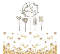 Rainway Juego de confeti de 60 unidades, decoración de fiesta con corazones, círculos, arcoíris y motivos dorados en rosa, oro y beis, decoración de mesa reutilizable para fiestas de cumpleaños