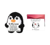 Rainway Juego de tarjetas de felicitación de pingüino de ganchillo a mano y día de San Valentín - Lindo animal decorativo como regalo romántico para pareja, novia, mujer, hombre para Te quiero