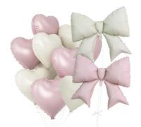 Rainway - Lote de 12 globos decorativos, 2 globos de mariposa, 5 corazones rosados y 5 corazones blancos para decoración de cumpleaños, San Valentín, bodas y fiestas