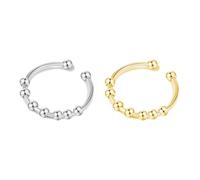 Rainway Paquete de 2 Anillos de Ansiedad, Anillo Antiestrés para el Pulgar para Ataques de Pánico, Anillo de Acero Inoxidable para la Ansiedad, Ajustable Anillos para el Estado de ánimo