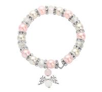 Rainway Pulsera de Ángel de la Guarda para Niñas, Pulsera Elástica de Perlas con Tarjeta y Bolsa de Tela, Amuleto de la Suerte Joyería de Comunión, Regalo de Bautizo para Niñas