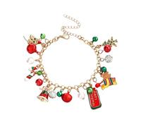 Rainway Pulsera Navideña, Árbol de Navidad Bastón de Caramelo Campanas Pulsera, Coloridas Pulseras Navideñas para Mujeres y Niñas, Dijes Navideños con Cuentas