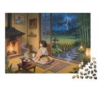 Rainy Cabin Puzzle for Adultoss 1000Pc Recyclable Paper Cozy Fireplace Puzzle Juego Padre-Hijo Accesorios Developing Boy & Girl‘s Intelligence Toy 52x38cm/1000pcs