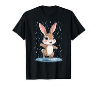 Rainy Day Bunny Saltando En Charco Lindo Conejo Primavera Camiseta