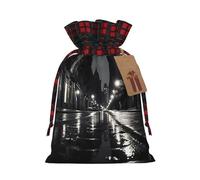 Rainy Day In The Street - Bolsas de Navidad con cordón, bolsas de regalo de Navidad, bolsas de dulces de Navidad, bolsas de golosinas, bolsas de recuerdos de fiesta, S