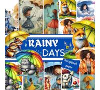 RAINY DAYS SCRAPBOOK PAPER: This is a double sided craft paper, used in DIY junk journals, EPHEMERA, ORIGAMI, DECOUPAGE, MIXED MEDIA ART, Collage