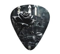 Rainy Night Black Rose - Juego de púas de guitarra finas, medianas y gruesas, adecuadas para guitarra, bajo, guitarra eléctrica y ukelele