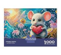 Rainy Raton Puzzle 1000 Piezas para Adultos Y Niños Raton Holding Heart Rompecabezas DIY Juego Familiar Pasatiempo Creativo, Regalo 70x50cm/1000pcs