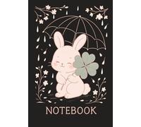 Rainy Spring Day Bunny-Themed Notebook | 6x9 Wide Lined | for Notes, Journaling, and Ideas |: Wide ruled notebook with gray lines, bunny illustration on page bottoms